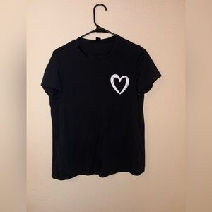 SHEIN Maternity Black Tee with White Heart Design